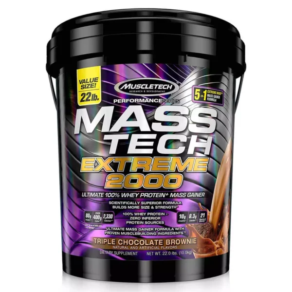 Muscletech Extreme Mass Tech 2000 22lbs Chocolate Fudge Brownie