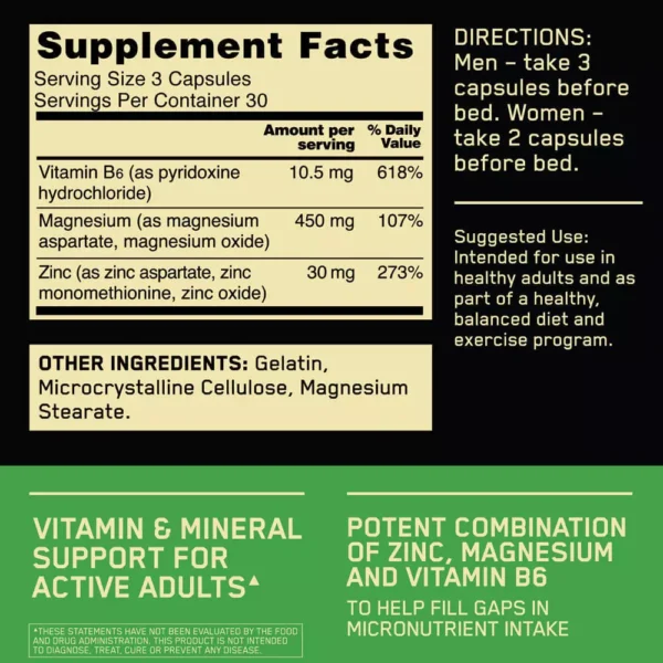 ON ZMA 90 Capsules Facts