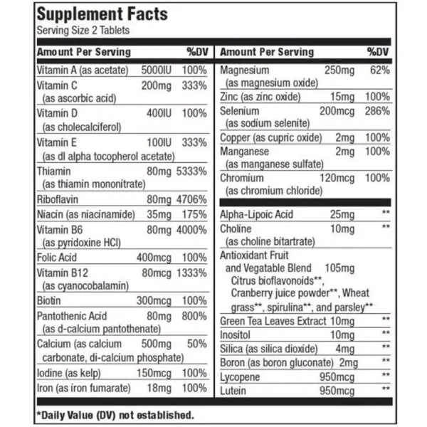 BiotechUSA Multivitamin for Women 30 Serving 60 Tablets Facts