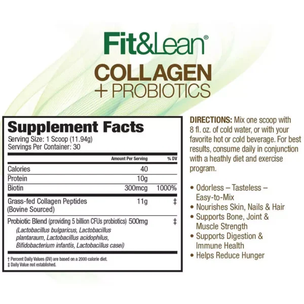 Fit & Lean Collagen + Probiotics Unflavored Facts