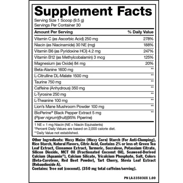 Mutant Madness Pre-Workout 225g Facts