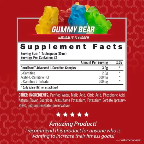 Isatori L-Carnitine LS3 3000 Gummy Bear 32 Servings Facts