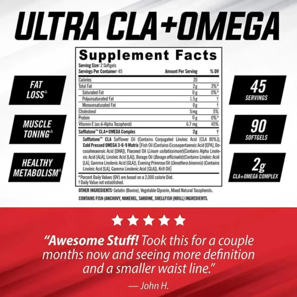 Isatori Ultra CLA + Omega Non-Stim Weight Loss 90 Softgels Facts