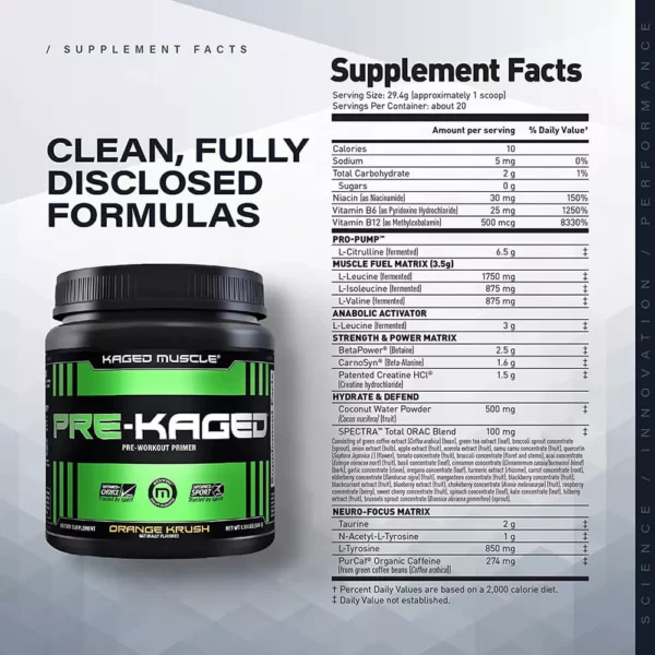 Kaged Muscle Pre-Kaged Pre-Workout Facts