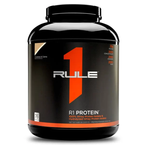 Rule1 Whey Isolate Whey Protein Cookies and Cream 2220g