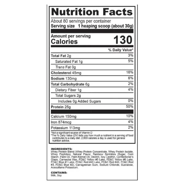 Ultimate Nutrition Prostar Whey Chocolate Birthday Cake 5.3 lbs Facts