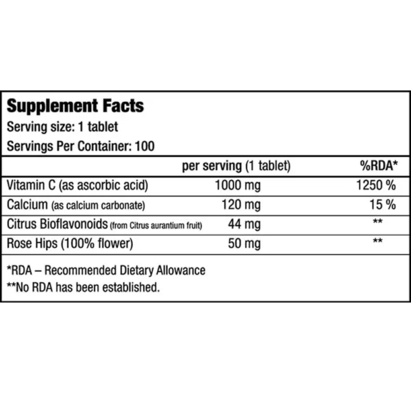 BiotechUSA Vitamin C 1000 Tablets Facts