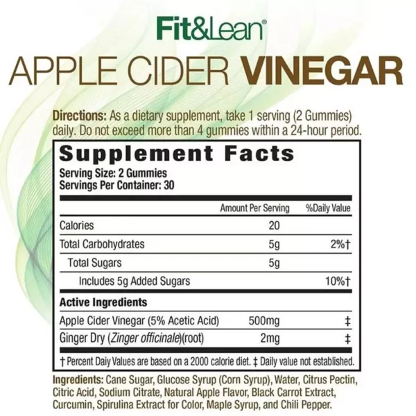 Fit & Lean Apple Cider Vinegar 60 Gummies Facts