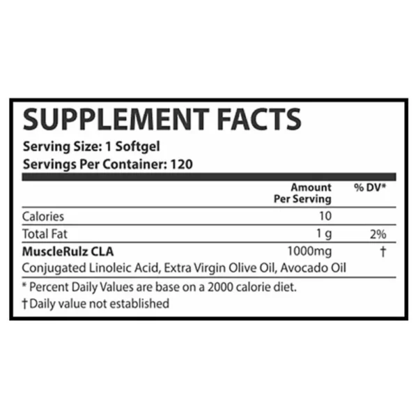 Muscle Rulz CLA Weight Loss Support 120 Softgels Facts