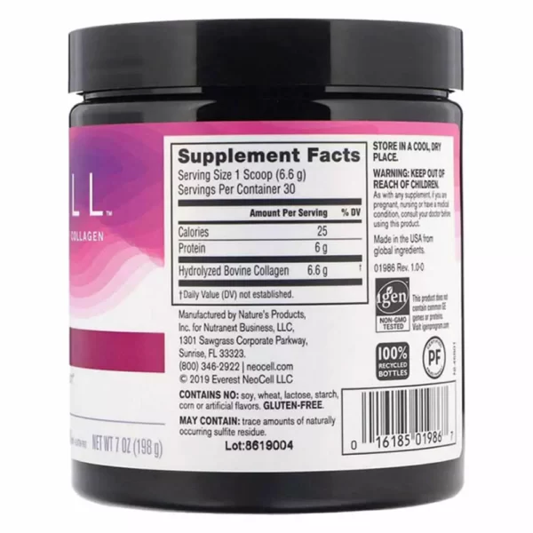 NEOCELL Super Collagen Peptides Unflavored 200g Facts