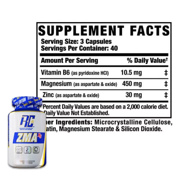 RC ZMA XS 120 Tablets Dietary Supplement Facts