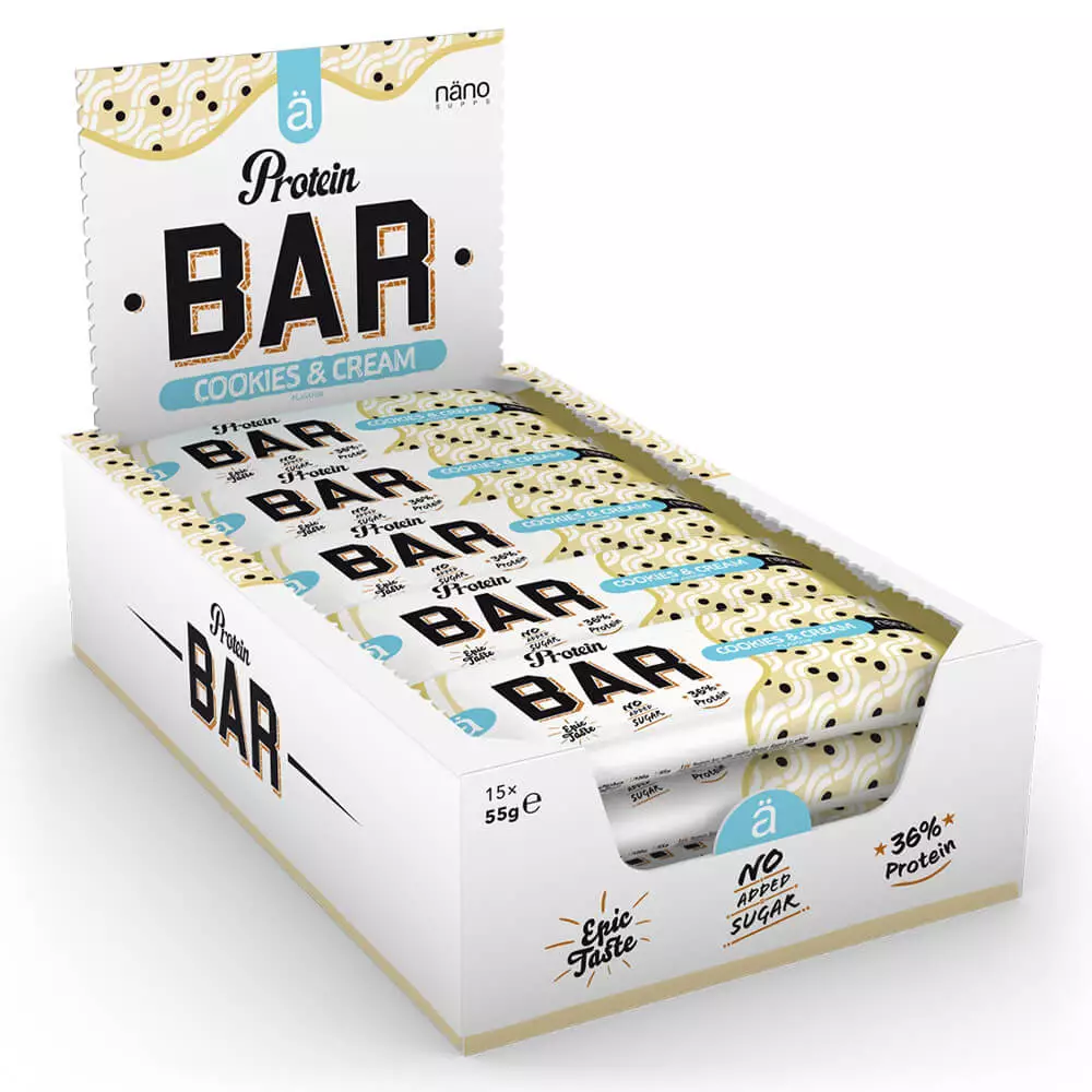 Nano Supps Protein Bar Cookies Cream 15 x 55g