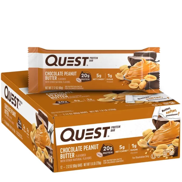 Quest Protein Bar Chocolate Peanut Butter 60g Pack of 12