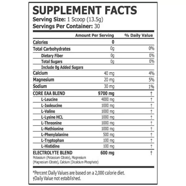 Core Champs EAA 30 Servings Facts