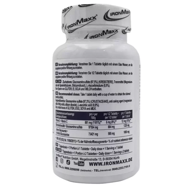 Ironmaxx Glucosamine + Vitamin C 90 Tablets Facts