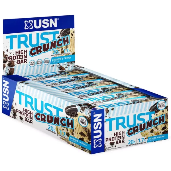 USN Trust Crunch Bar Cookies Cream 60g Pack of 12