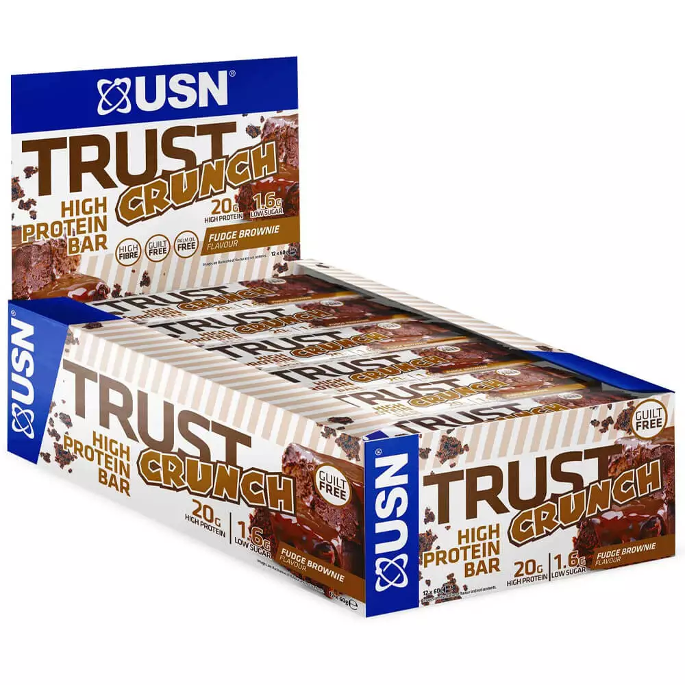 USN Trust Crunch Bar Fudge Brownie 60g Pack of 12