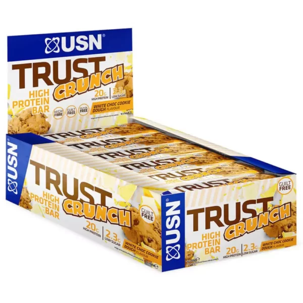 USN Trust Crunch Bar White Choc Cookie Dough 60g Pack of 12