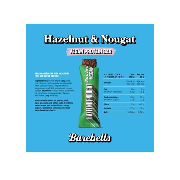 Barebells Vegan Protein Bar Hazelnut Facts