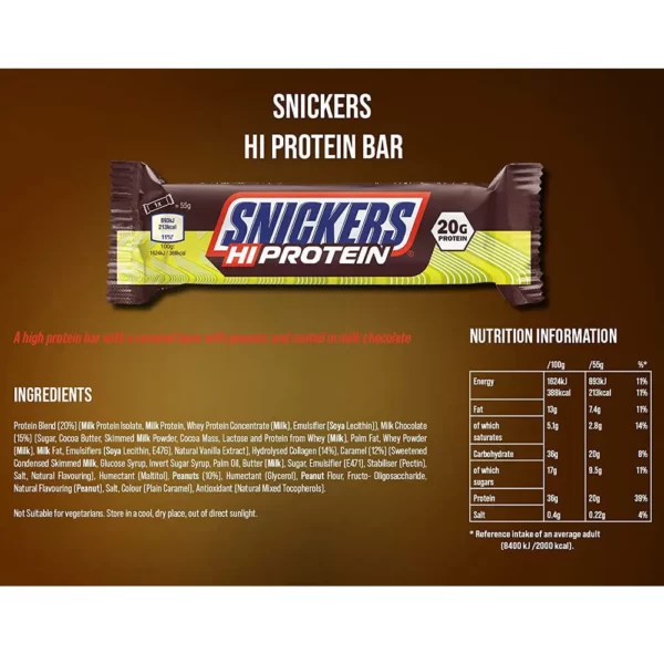 Snickers Hi Protein Bars 55g Pack of 12 Facts