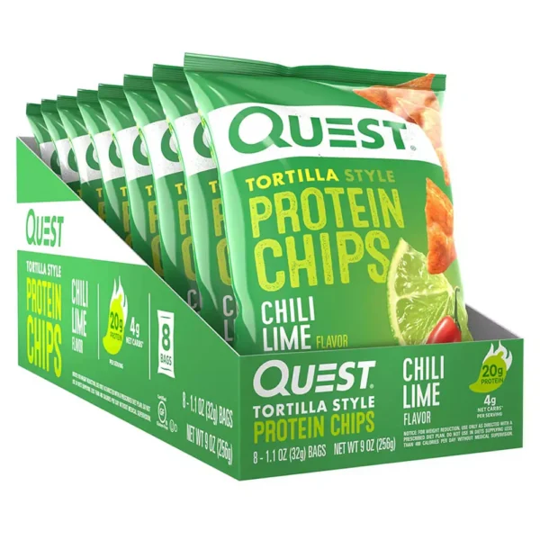 Quest Tortilla Style Protein Chips, Chili Lime, 8 Bags