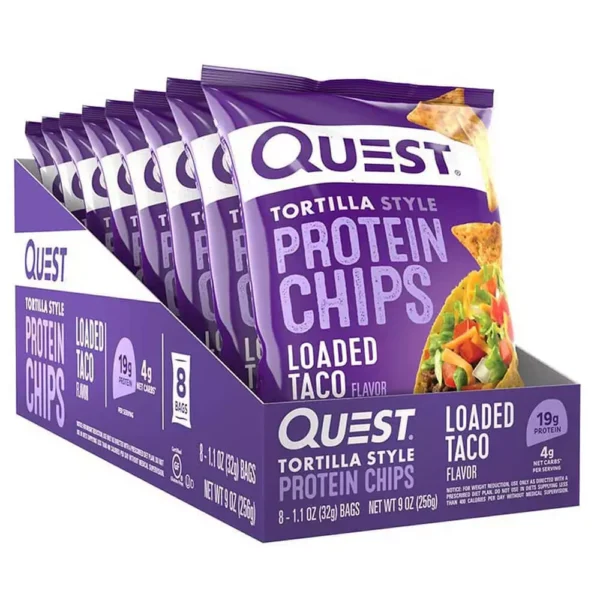 Quest Tortilla Style Protein Chips, Loaded Taco, 8 Bags
