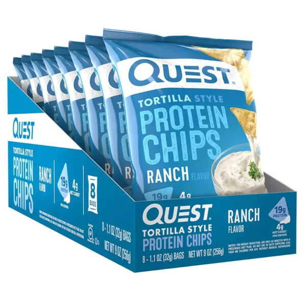 Quest Tortilla Style Protein Chips, Ranch Flavor, 8 Bags