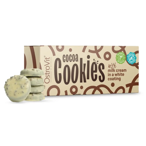Ostrovit Cocoa Cookies With Milk Cream In a White Coating