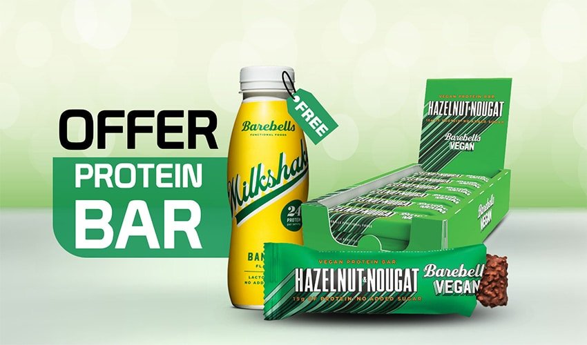 Barebells Vegan Protein Bar 55g With Free 1 Piece Barebells Protein Milkshake