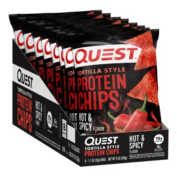 Quest Nutrition Tortilla Style Protein Chips 32g Hot Spice Box