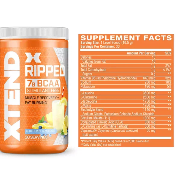 Xtend Ripped BCAA, Blueberry Lemonade, 30 Servings, 495 gm Facts