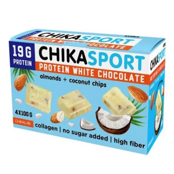 Chikalab Chikasport Protein White Chocolate Almonds+coconut Chips 4x100g Pack