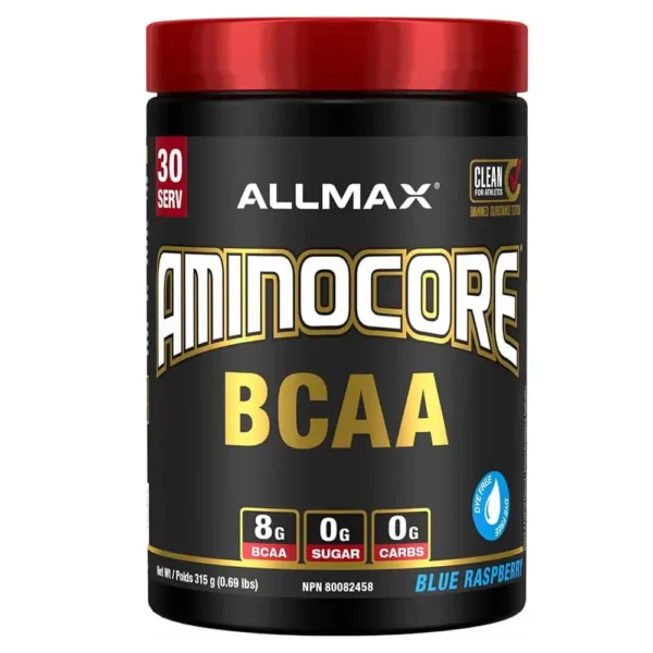 Allmax Amino Core BCAA Zero, Sugar Zero Carb, Blue Raspberry, 30 Servings, 315g (160-145)