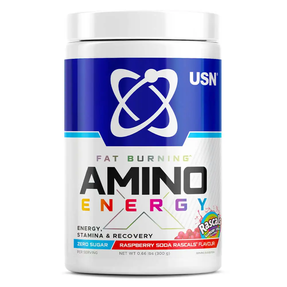 USN Fat Burning Amino Energy, 300g, Raspberry Soda Rascals Flavor, 30 Serving
