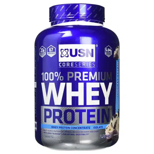 USN 100% Premium Whey Protein, Cookie & Cream Flavor, 2.2 Kg, 67 Serving