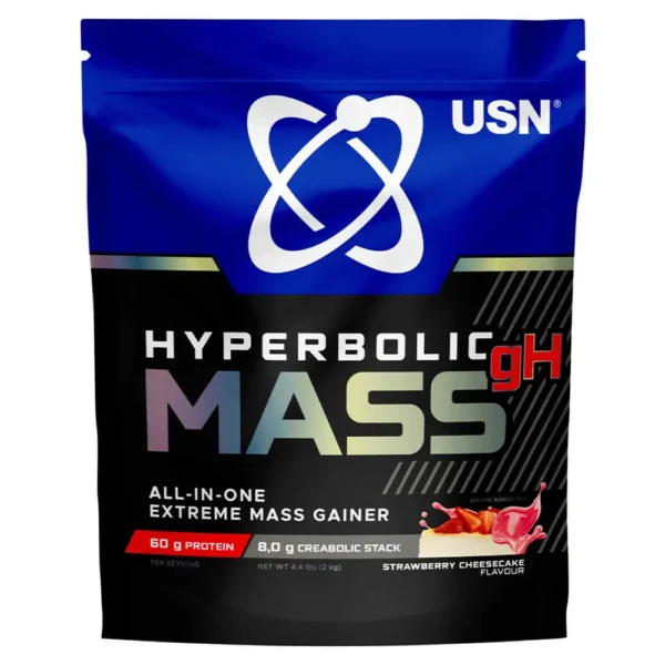 USN Hyperbolic Mass Gainer, Strawberry Cheesecake Flavor, 2kg, 26 serving