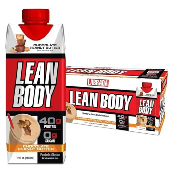Labrada Lean Body RTD Protein Shake 600ML Pack of 12 chocolate peanut butter
