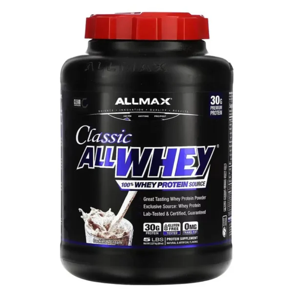 Allmax classic all whey 100% whey protein source, cookies & cream