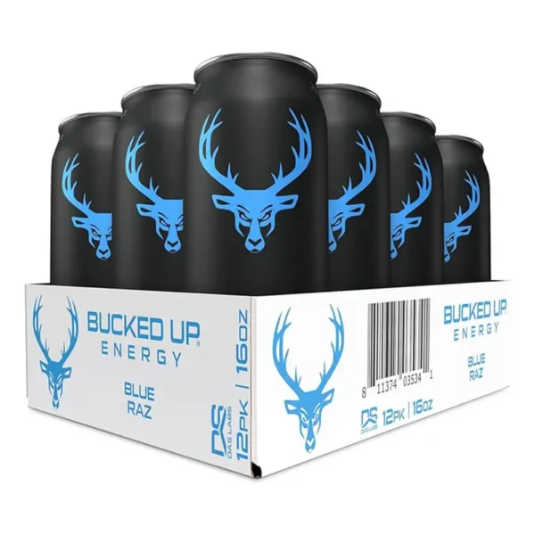Bucked Up RTD Energy Drink 473 ml Blue raz, pack of 12