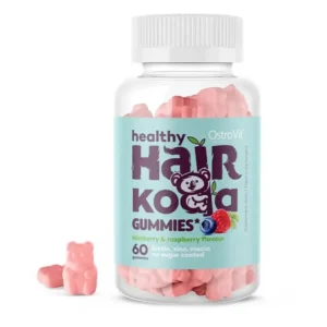 OstroVit Healthy Hair Koala Gummies - Blueberry & Raspberry, 60 Gummies (143g) for Hair Growth