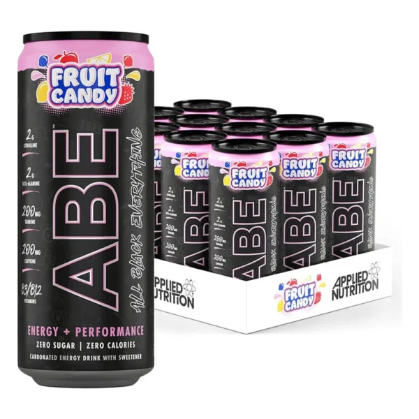 Applied Nutrition ABE Energy Drinks 330ml, fruit candy pack of 12