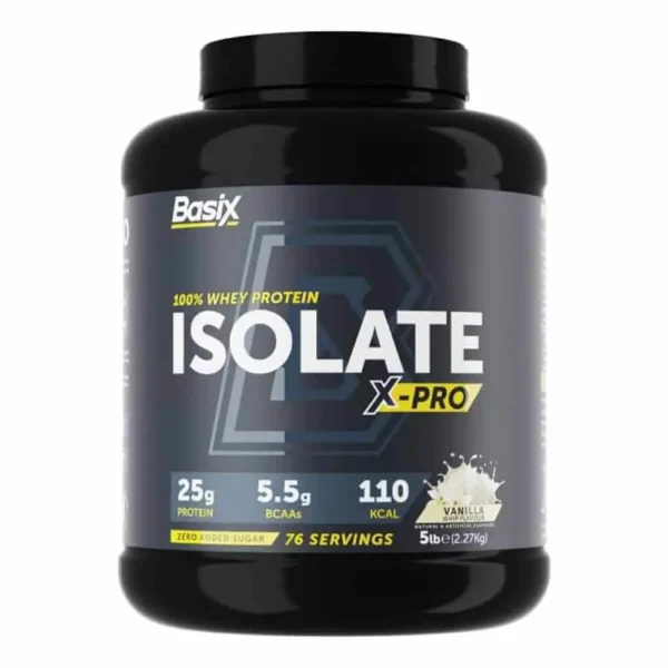 Basix 100% Whey Protein Isolate X-Pro 2.27kg Vanilla Whip Flavor