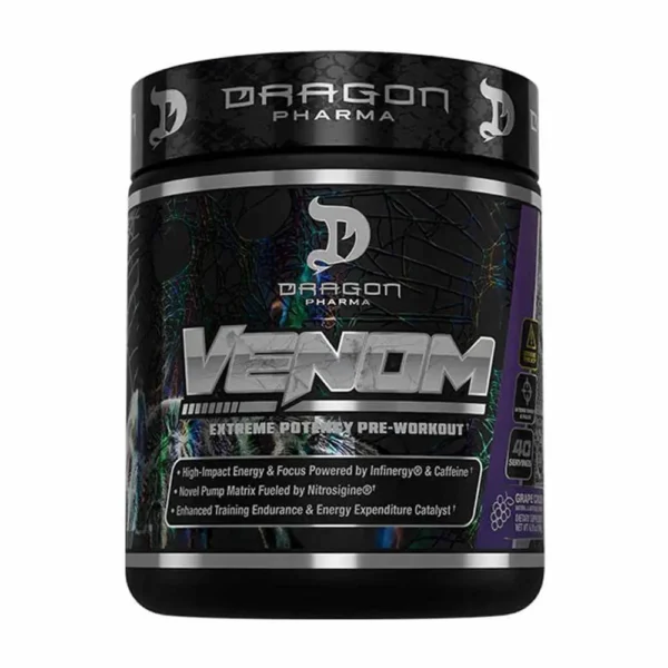 Dragon Pharma Venom Pre-Workout Grape Crush Flavor 40 Serving