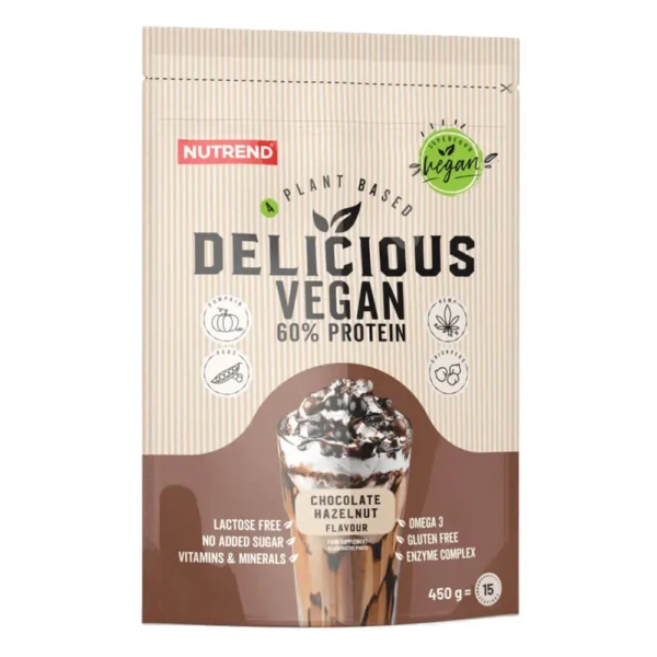 Nutrend Delicious vegan 450g, chocolate hezelnut flavour