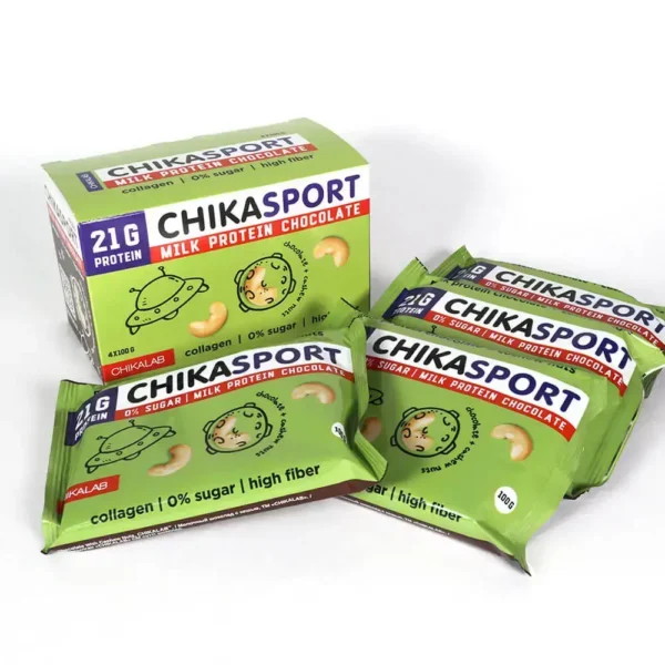 Chikalab Chikasport Protein Milk Chocolate Bar Chocolate with Cashew Nuts Flavor 100g