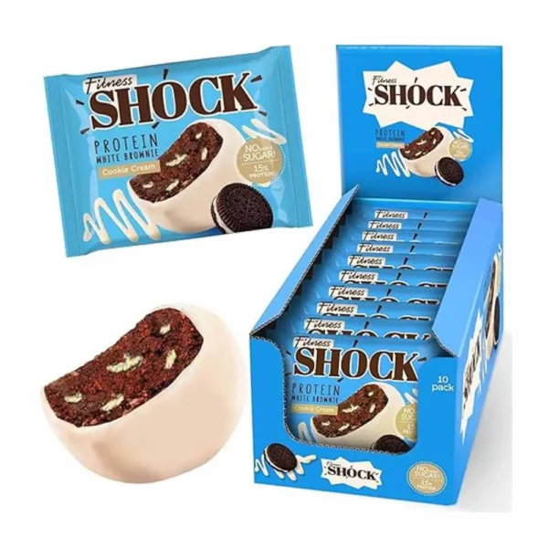 Fitness Shock Protein White Brownie Cookie Cream flavor pack of 10