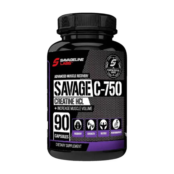 Savageline Label Savage C-750 Creatine HCL 90 Capsules, 90 Serving