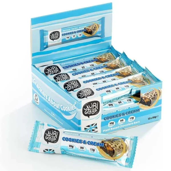 Yubi Bars Plant Based Protein Bar Cookies and Cream Flavor 35g Pack of 12