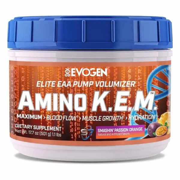 Evogen Nutrition Amino K.E.M 1.1 Lbs smashin' Passion Orange Flavor 30 Serving