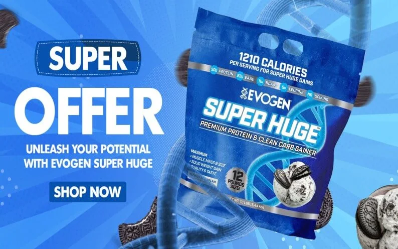 evogen super huge premium protein & clean carb gainer, cookeis cream flavor